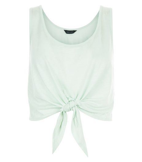 Light Green Tie Front Vest | New Look