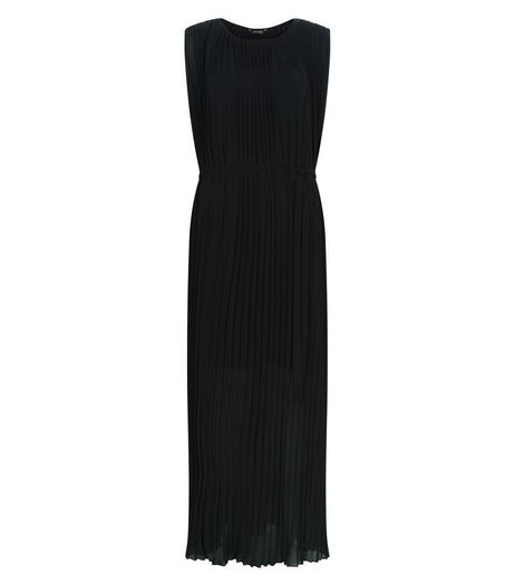 Black Pleated Sleeveless Maxi Dress | New Look