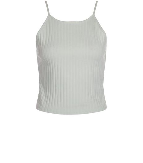 Light Green Ribbed Crop Top | New Look