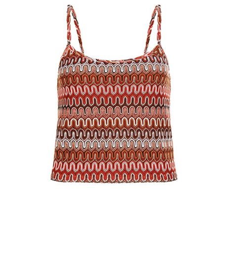 Red Zig Zag Textured Crop Top | New Look