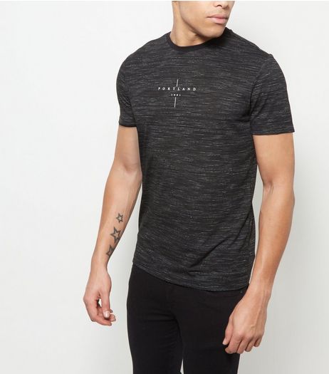 Black Space Dye Portland T-Shirt | New Look