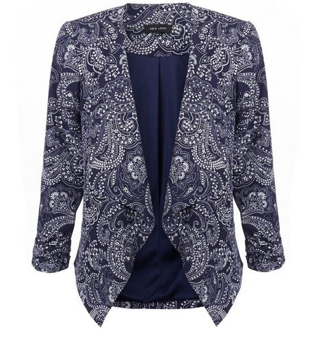 Blue Paisley Print Waterfall Blazer | New Look