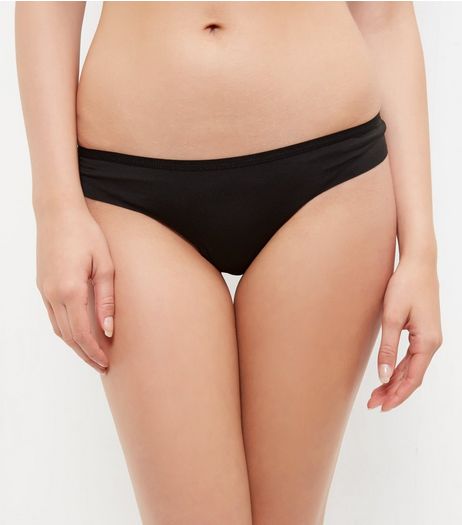 Black Lace Panel No VPL Thong | New Look