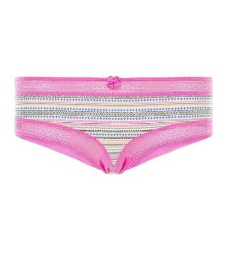 Pink Aztec Print Lace Trim Short Briefs | New Look
