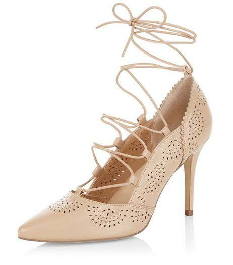 Camel Laser Cut Out Pointed Ghillie Heels | New Look