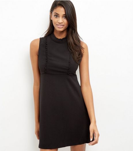 Black Frill Trim Sleeveless Dress | New Look