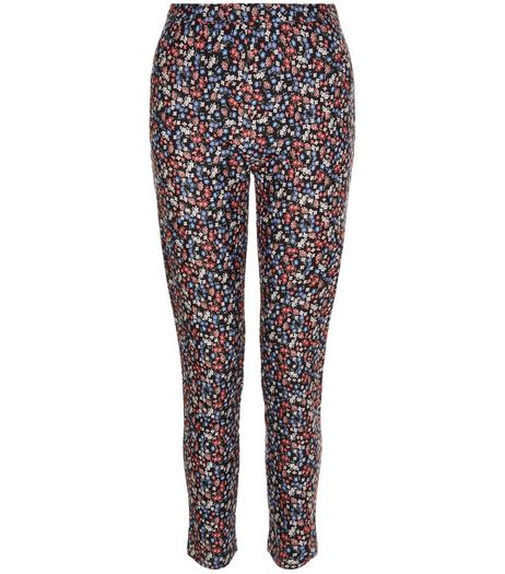 Pink Ditsy Floral Bengaline Slim Leg Trousers | New Look