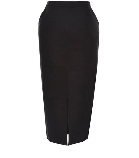Black Stretch Split Front Pencil Skirt | New Look