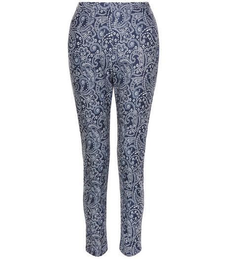 Blue Paisley Print Bengaline Slim Leg Trousers | New Look