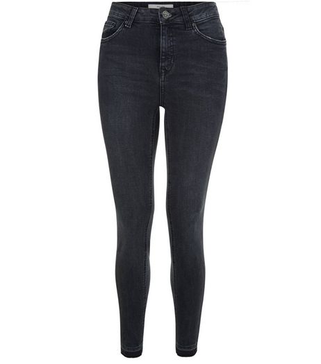 Black Washed Drop Hem Skinny Jeans | New Look