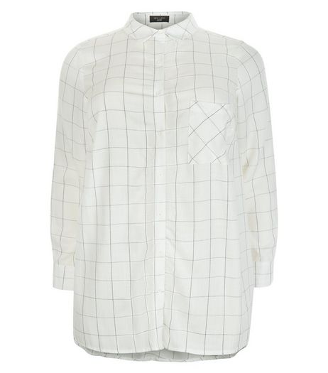 Curves White Grid Check Shirt | New Look