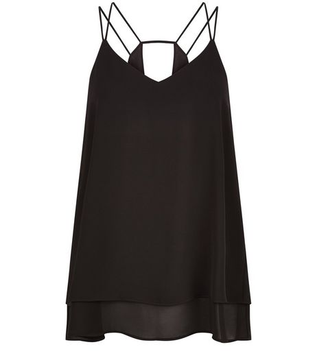 Black Strappy Layered Cami | New Look