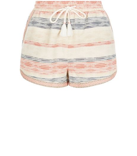 White Jacquard Stripe Runner Shorts | New Look