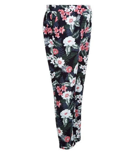 Maternity Blue Tropical Print Joggers | New Look