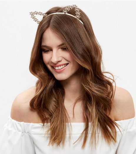 Cream Flower Cat Ears Headband | New Look