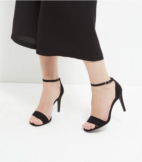 Black Suedette Ankle Strap Heeled Sandals | New Look