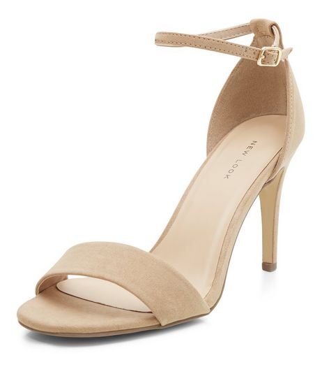 Stone Suedette Ankle Strap Heeled Sandals | New Look