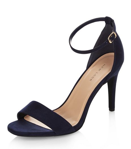 Navy Suedette Ankle Strap Heeled Sandals | New Look