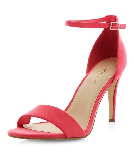 Bright Pink Suedette Ankle Strap Heeled Sandals | New Look