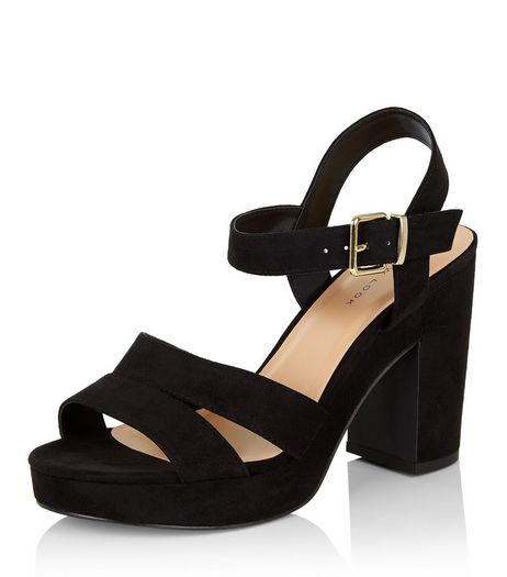 Black Suedette Ankle Strap Heels | New Look