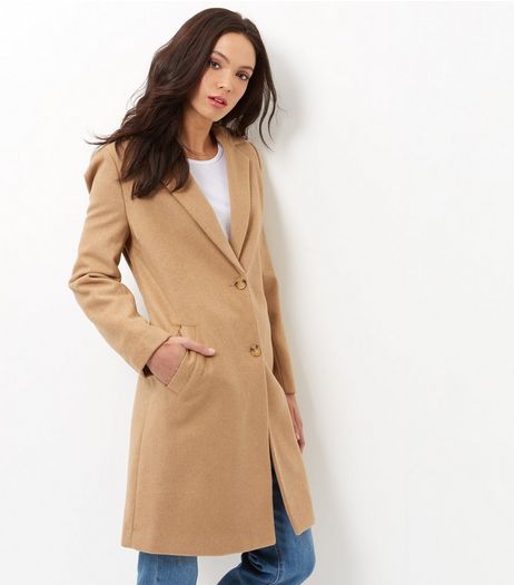 Camel Longline Coat | New Look