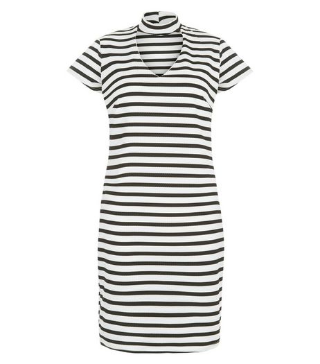 Blue Vanilla Black Stripe Cut Out Dress | New Look