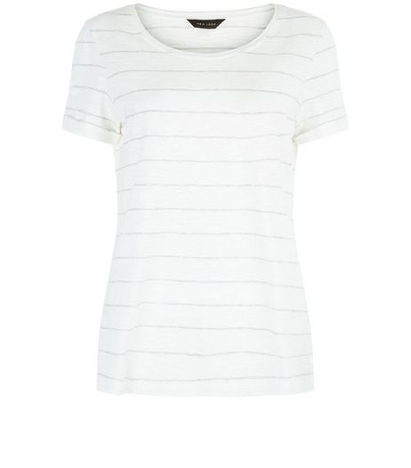 White Stripe Slub T-Shirt | New Look