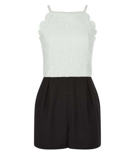 Teens Cream Lace Scallop Hem Playsuit | New Look