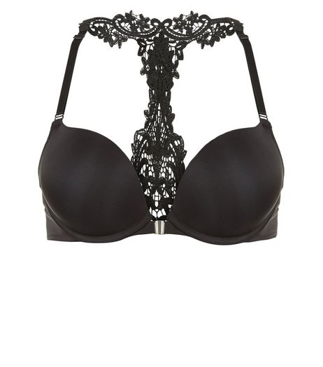 Black Guipure Lace Push Up Bra | New Look