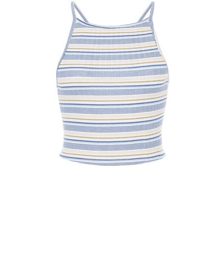 Petite Blue Stripe Ribbed Crop Top | New Look