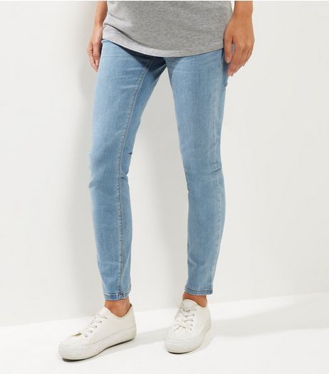 Maternity Pale Blue Under Bump Authentic Skinny Jeans | New Look