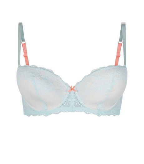 Mint Green DD+ Floral Lace Plunge Bra | New Look