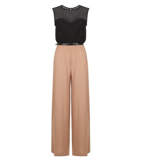 Mela Black and Pink Lace Contrast Jumpsuit | New Look