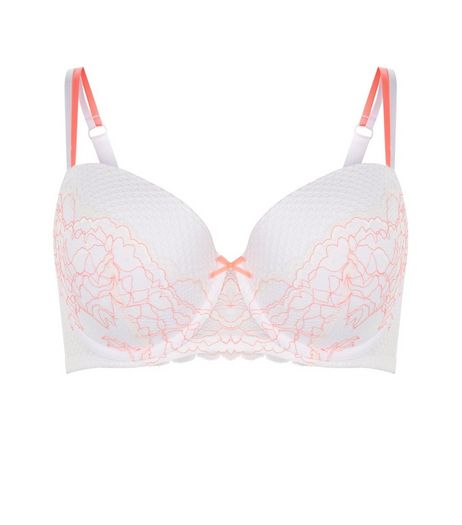 White DD+ Contrast Lace Bra | New Look