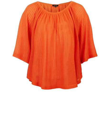 Orange Pointelle Fine Knit Gypsy Top | New Look