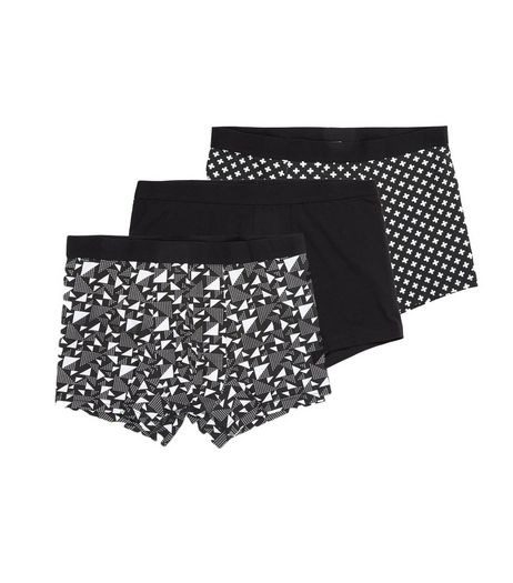 3 Pack Black Abstract Print Trunks | New Look