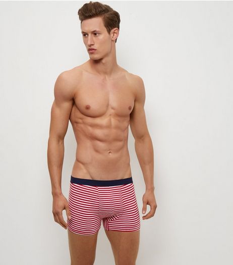 3 Pack Red Blue and Green Stripe Trunks | New Look