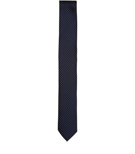 Navy Pin Dot Print Tie | New Look