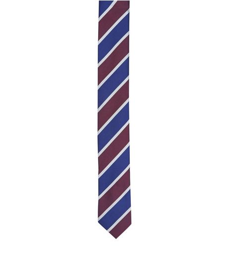 Burgundy Stripe Tie | New Look