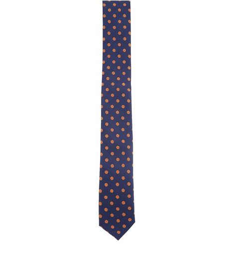 Navy Polka Dot Print Tie | New Look