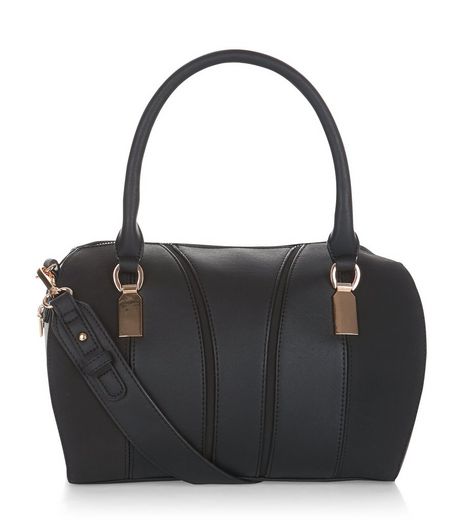 Black Metal Trim Bowler Bag | New Look