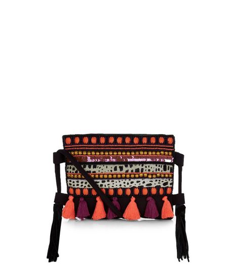 Black Suedette Tassel Across Body Bag | New Look