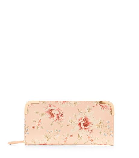 Pink Rose Print Zip Around Purse | New Look