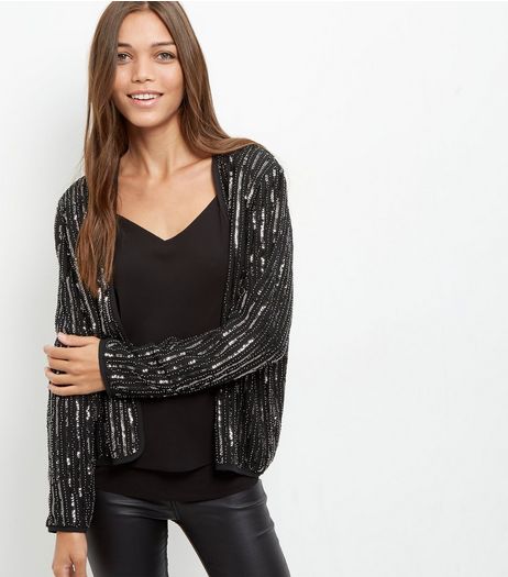 Mela Black Sequin Jacket | New Look