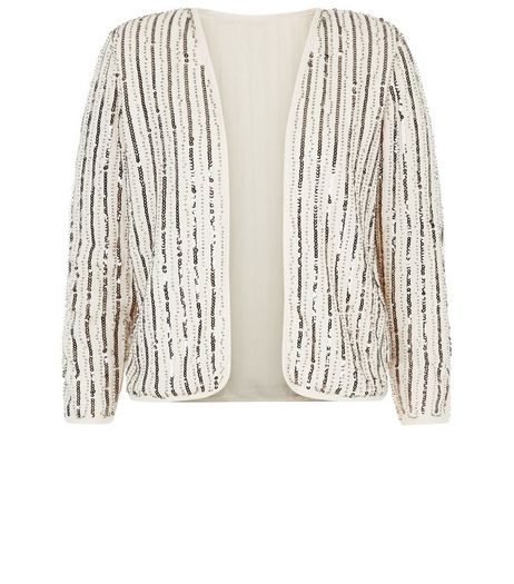 Mela Cream Sequin Jacket | New Look