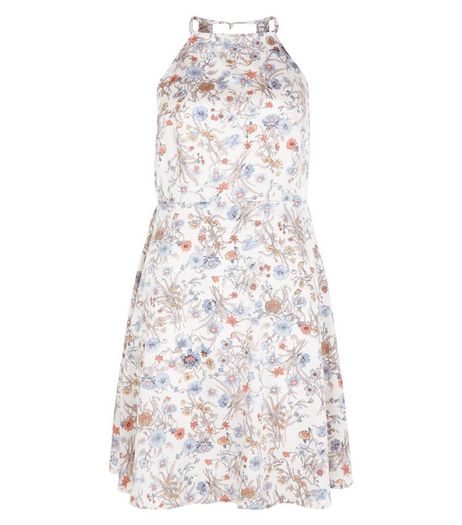 Brave Soul Blue Floral Print High Neck Skater Dress | New Look