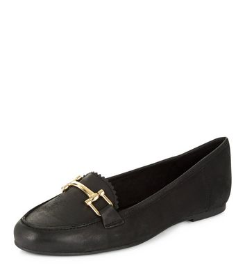 new look black leather loafers