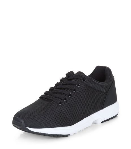 Black Textured Contrast Trainers | New Look