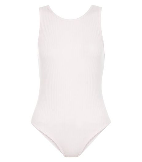 Mid Pink Ribbed Scoop Back Bodysuit | New Look