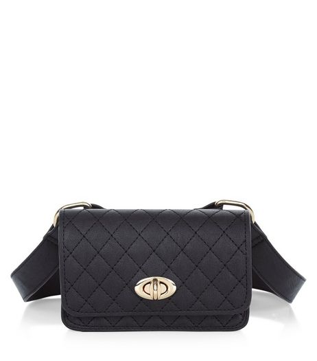 Black Quilted Purse Belt | New Look
